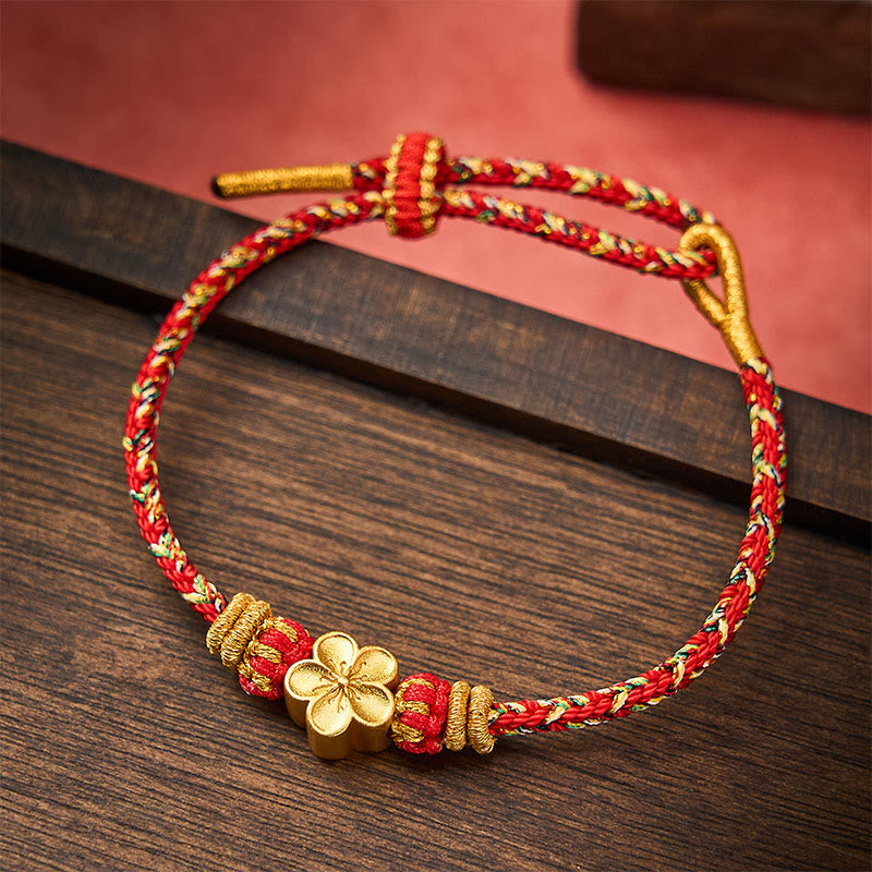 Buddha Stones Hand-Woven Red String Koi Fish Flower Protection Bracelet - Red - With Flower Accessory - image 12