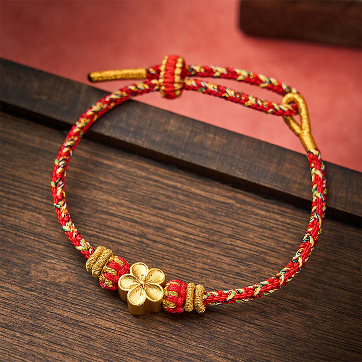 Buddha Stones Hand-Woven Red String Koi Fish Flower Protection Bracelet - Red - With Flower Accessory - image 12