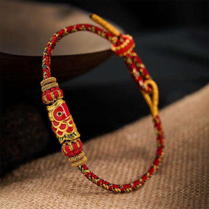 Buddha Stones Hand-Woven Red String Koi Fish Flower Protection Bracelet - image 20