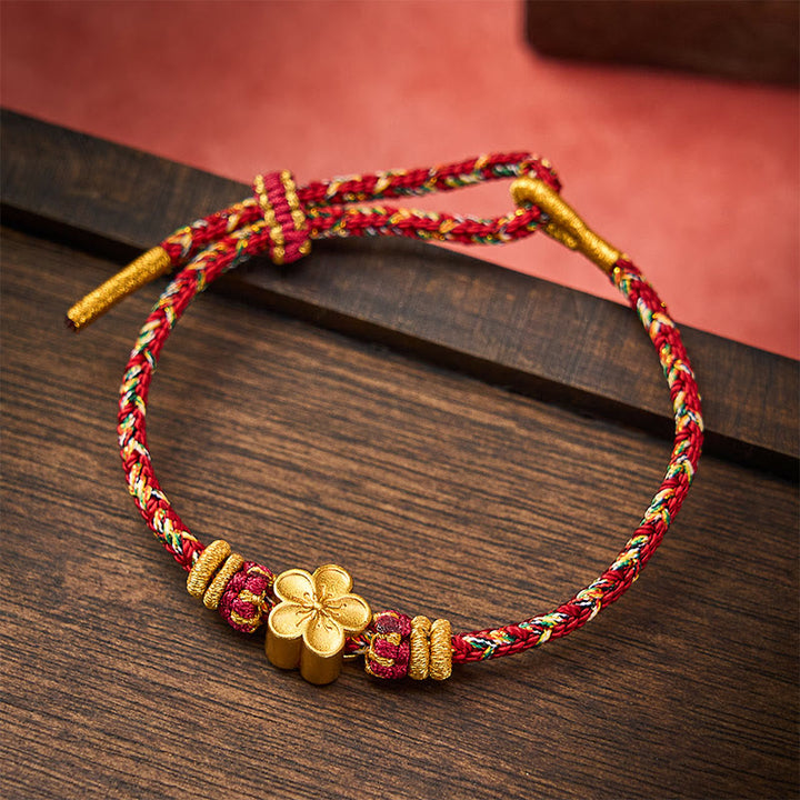 Buddha Stones Hand-Woven Red String Koi Fish Flower Protection Bracelet - Maroon - With Flower Accessory - image 18