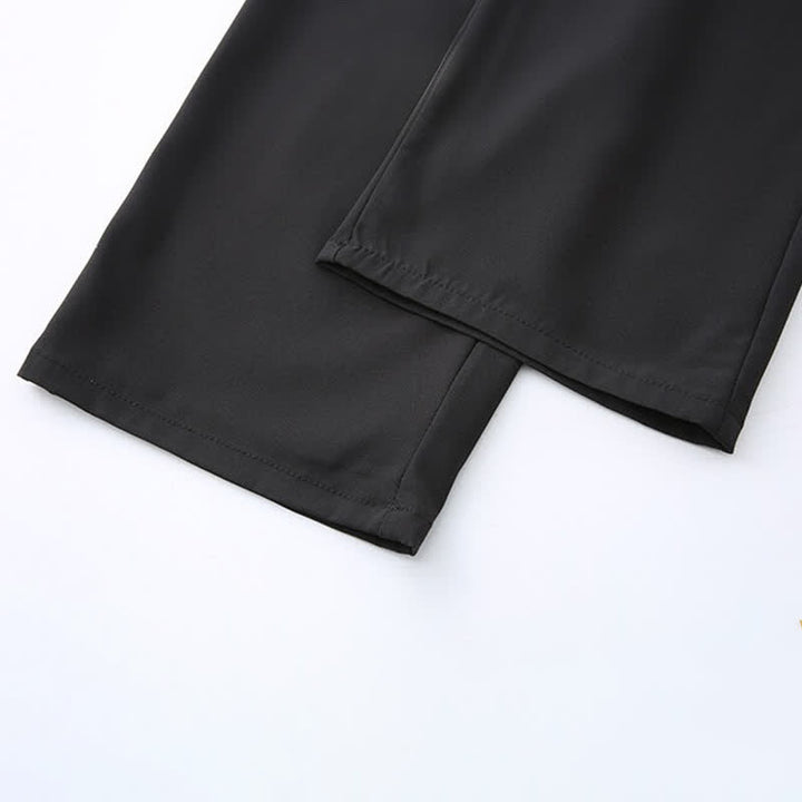 Buddha Stones 2Pcs Summer Tang Style Casual Ink Painting Mountains Landscape Short Sleeve Shirt Straight Leg Pants Men's Meditation Cloth With Pockets - image 11