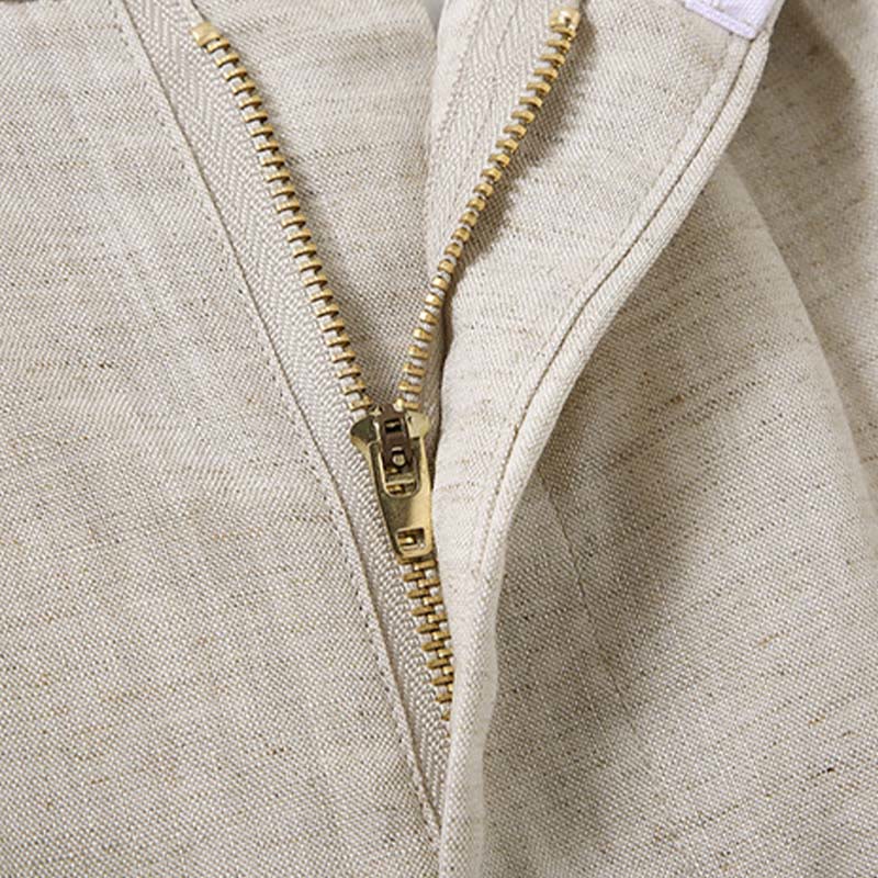 Buddha Stones Summer Casual Button Zipper Design Solid Front Pleats Men's Shorts With Pockets - image 4