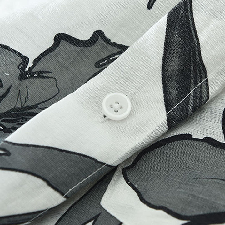 Buddha Stones Summer Casual Button-Up Floral Men's Shirts With Patch Pocket - image 7