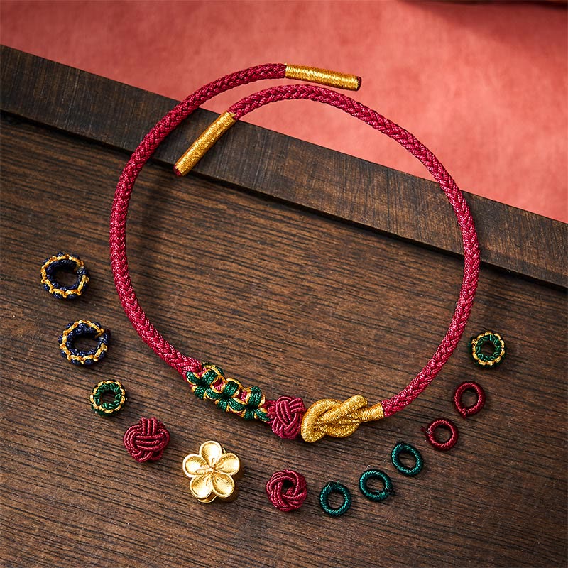 Buddha Stones Hand-Woven Multicolor Cord Chinese Knotting Peach Blossom Luck Couple Bracelet - image 1