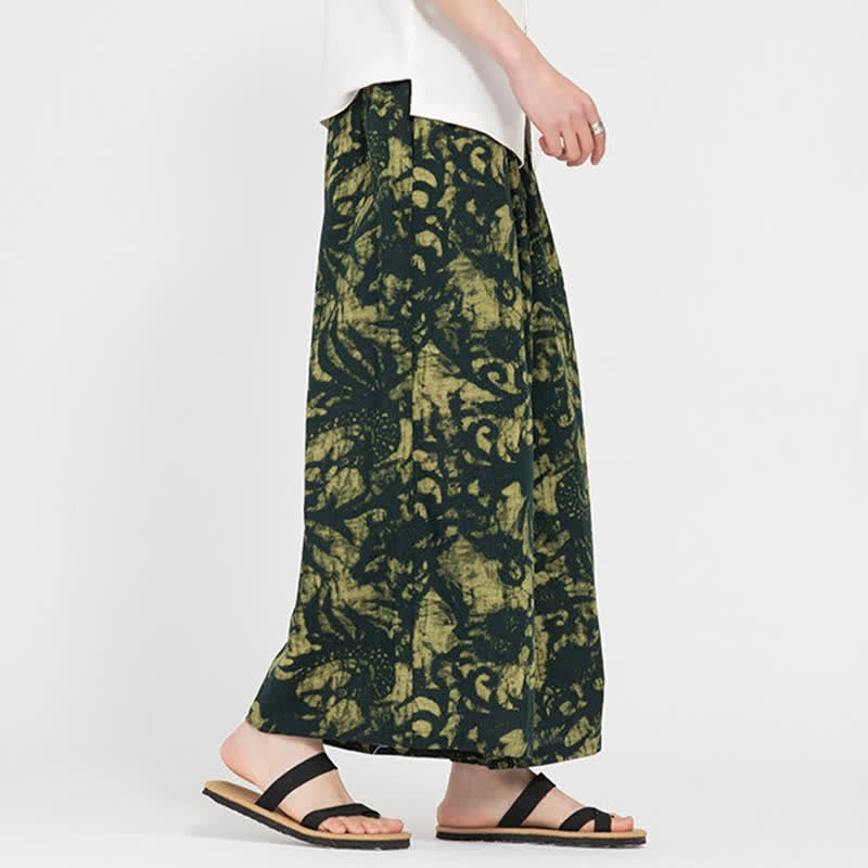 Buddha Stones Summer Boho Casual Drawstring Abstract Cropped Pants Men's Straight Leg Pants With Pocket - image 6