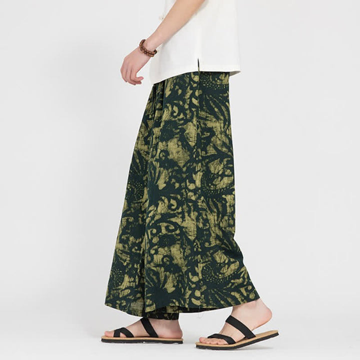 Buddha Stones Summer Boho Casual Drawstring Abstract Cropped Pants Men's Straight Leg Pants With Pocket - image 4