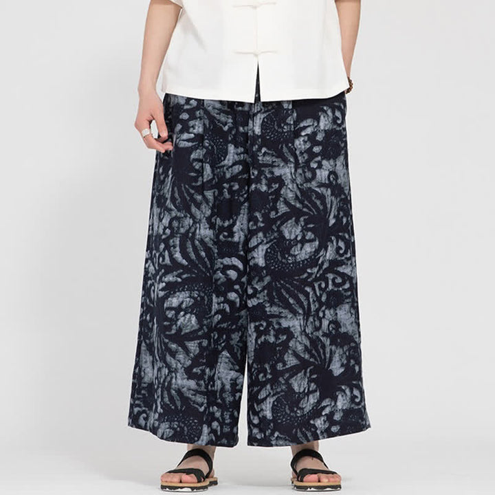 Buddha Stones Summer Boho Casual Drawstring Abstract Cropped Pants Men's Straight Leg Pants With Pocket - image 8