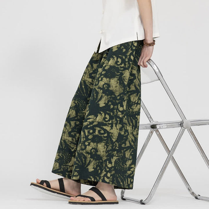 Buddha Stones Summer Boho Casual Drawstring Abstract Cropped Pants Men's Straight Leg Pants With Pocket - image 5