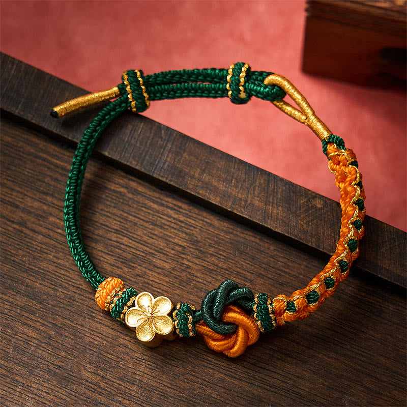 Buddha Stones Mandala Braided Rope Confidence Bracelet - DarkGreen - With Flower Accessory - image 16
