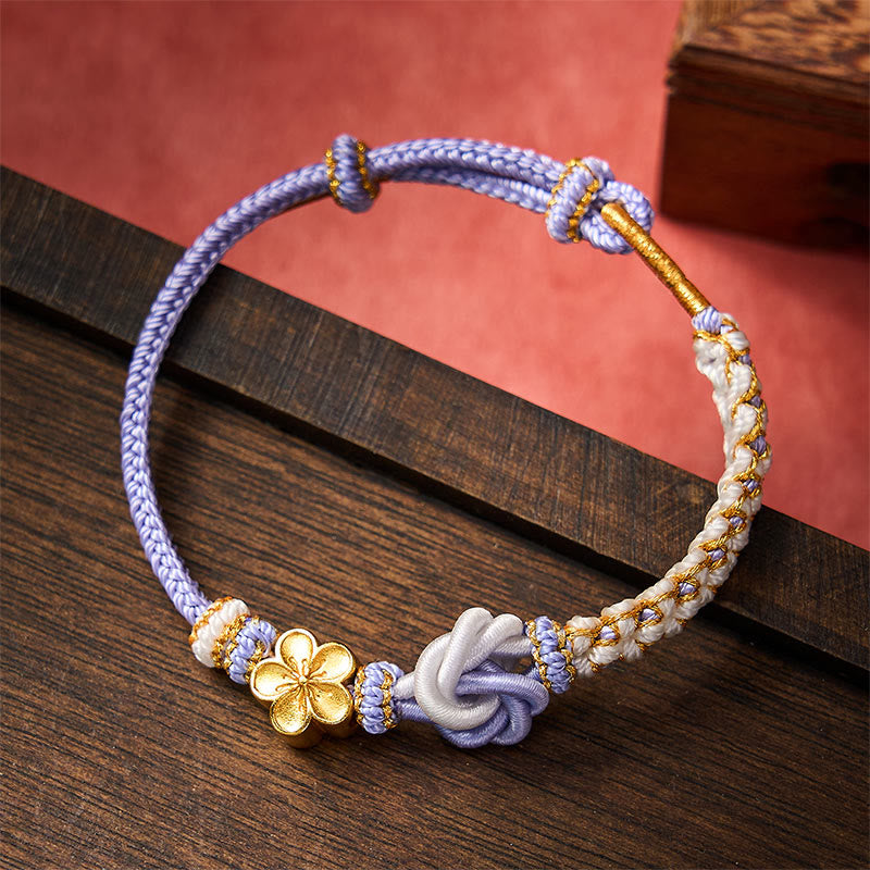 Buddha Stones Mandala Braided Rope Confidence Bracelet - LightSkyBlue - With Flower Accessory - image 19