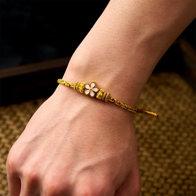 Buddha Stones Yellow Braided Rope Flower Rootedness Bracelet - image 5