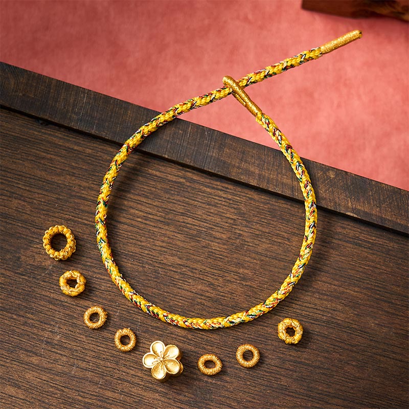 Buddha Stones Yellow Braided Rope Flower Rootedness Bracelet - image 12