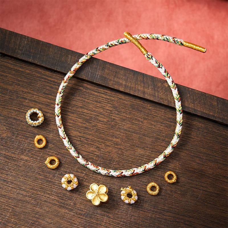 Buddha Stones White Braided Rope Flower knowledge Bracelet - image 8