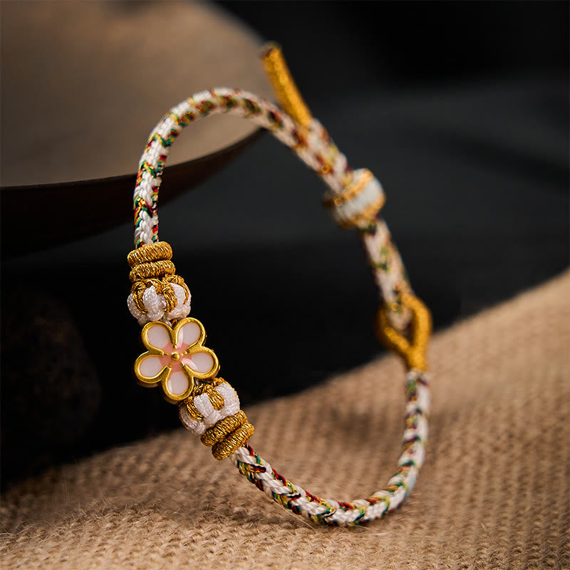 Buddha Stones White Braided Rope Flower knowledge Bracelet - image 3