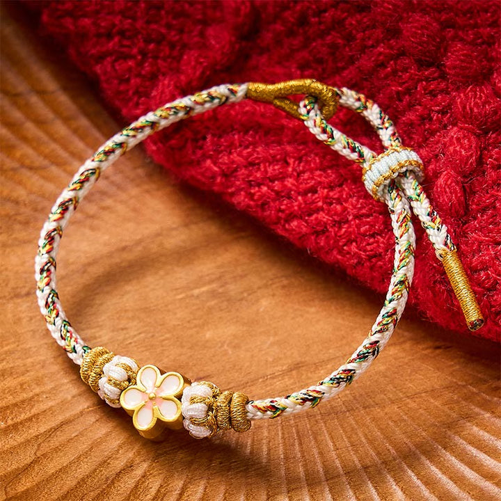 Buddha Stones White Braided Rope Flower knowledge Bracelet - image 1