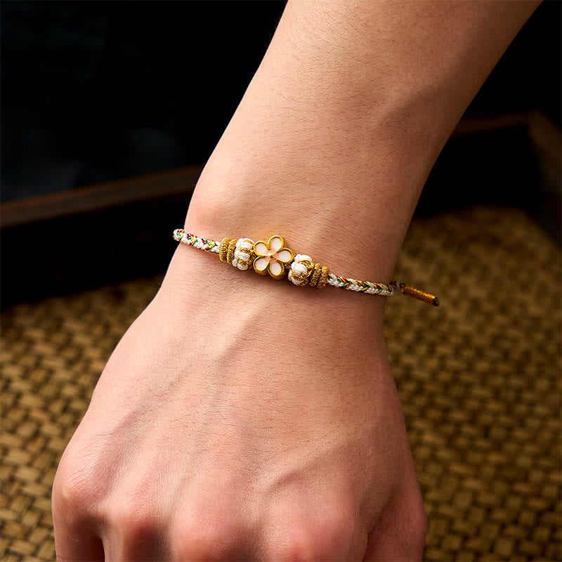 Buddha Stones White Braided Rope Flower knowledge Bracelet - image 4
