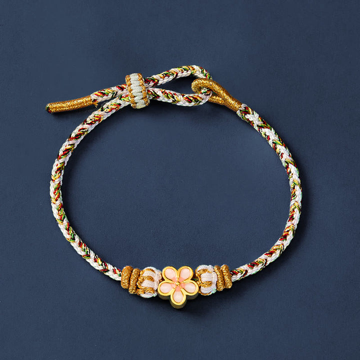 Buddha Stones White Braided Rope Flower knowledge Bracelet - image 2