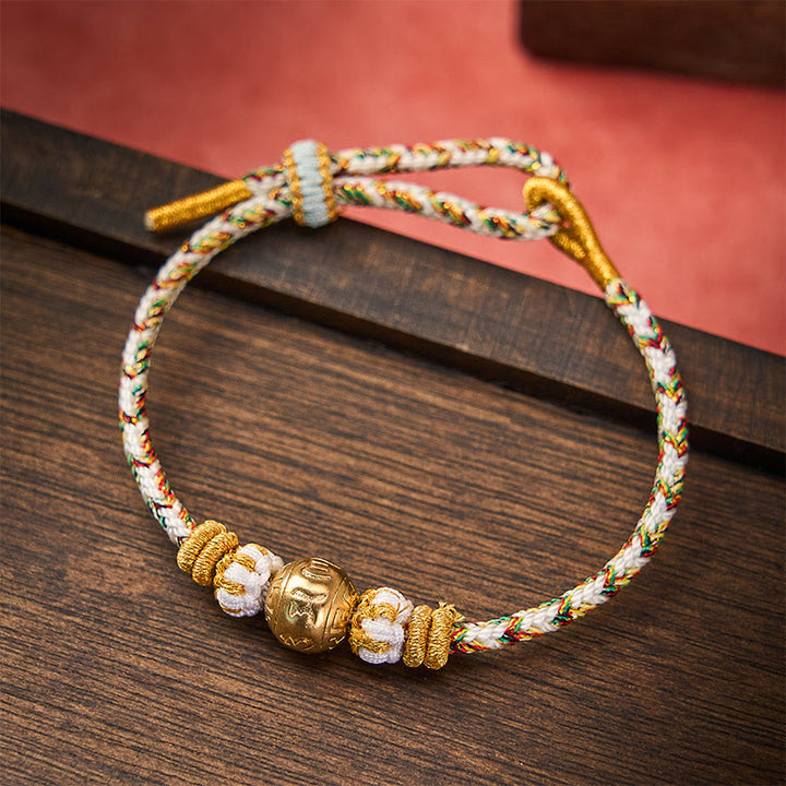 Buddha Stones White Braided Rope Om Mani Padme Hum Wisdom Bracelet - image 1