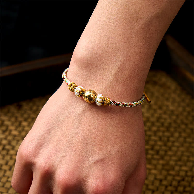 Buddha Stones White Braided Rope Om Mani Padme Hum Wisdom Bracelet - image 4