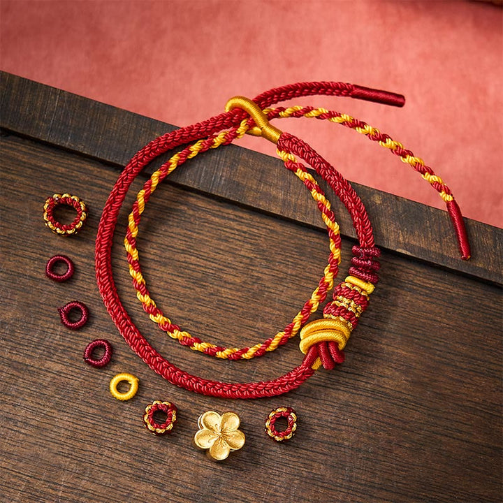 Buddha Stones Flower Braided Rope Knot Double Wrap Adjustable Bracelet - image 4
