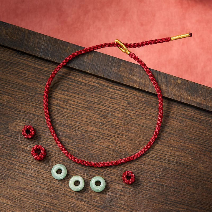 Buddha Stones Handmade Braided Red String 3mm Jade Beads Protection Adjustable DIY Bracelet - image 4