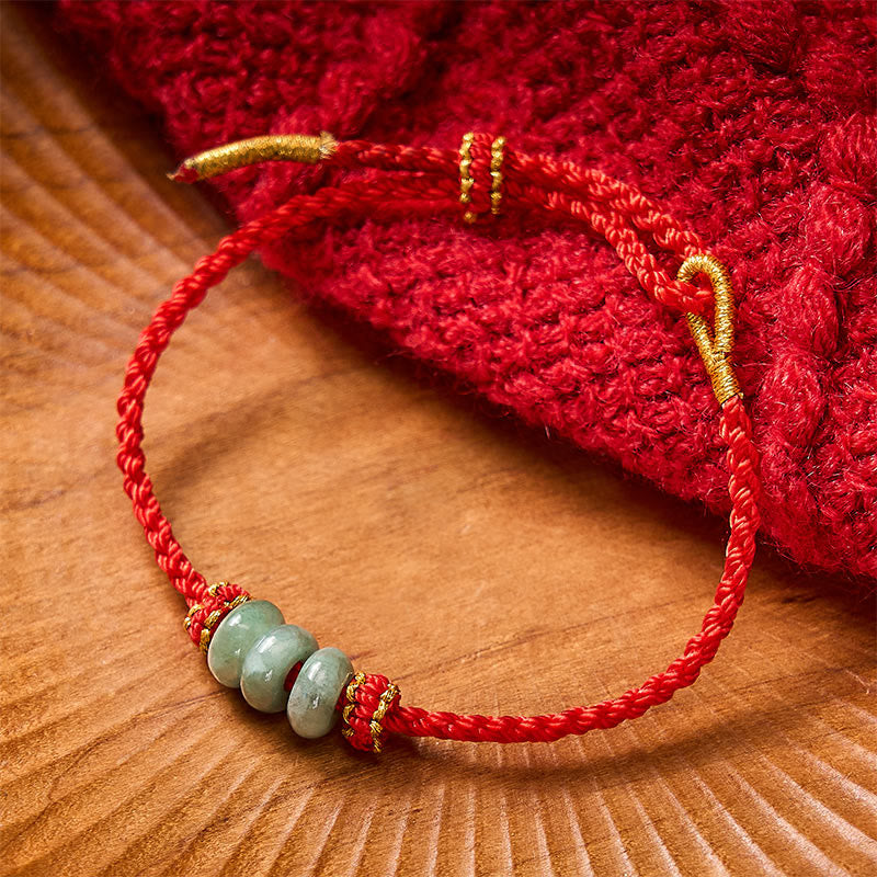 Buddha Stones Handmade Braided Red String 3mm Jade Beads Protection Adjustable DIY Bracelet - image 12