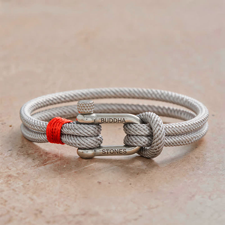 Buddha Stones Titanium Steel Shackle Stimulation Bracelet - Gray Rope Silvery Buckle - Wrist Circumference:7.9–8.2 in (20–21 cm) - image 8