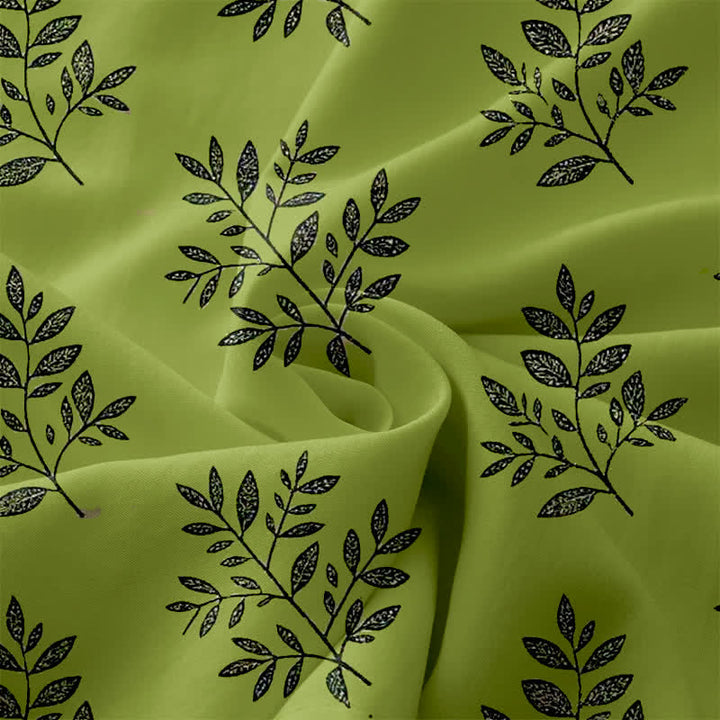 Buddha Stones Summer Casual Botanical Leaves Pattern Women's Summer Sleeveless Midi Dress With Pockets - image 3