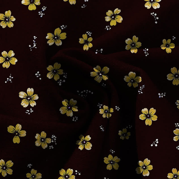 Buddha Stones Cotton Linen Vintage Floral Pattern Women's Elastic Waist Wide Leg Pants With Pockets - image 3