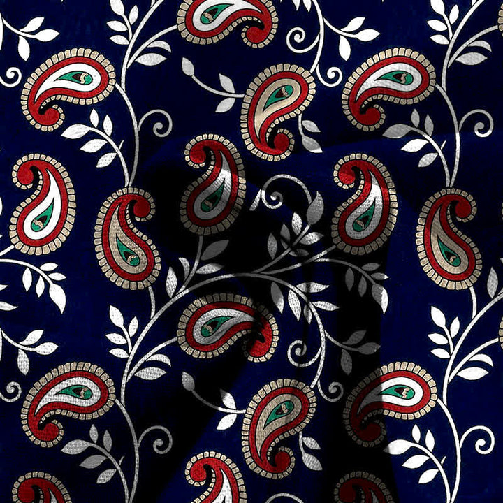 Buddha Stones Cotton Linen Bohemian Paisley Pattern Women's Elastic Waist Wide Leg Pants With Pockets - image 3