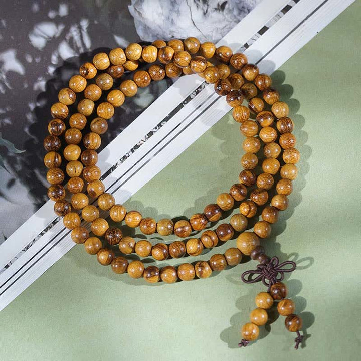 Buddha Stones Natural Marblewood Harmony 108 Bead Mala - image 1