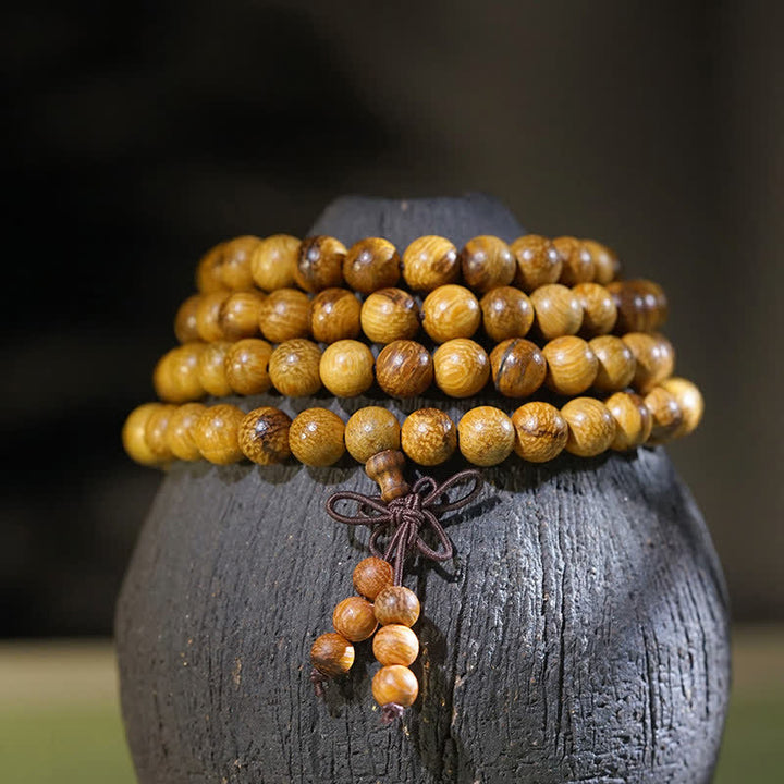 Buddha Stones Natural Marblewood Harmony 108 Bead Mala - 6mm - image 0
