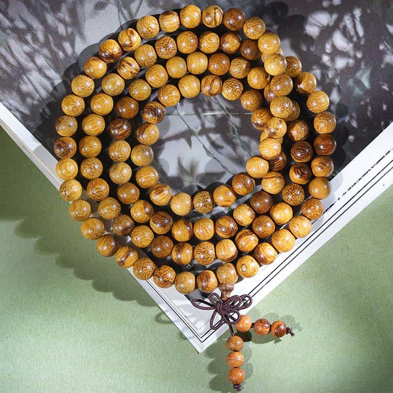 Buddha Stones Natural Marblewood Harmony 108 Bead Mala - 8mm - image 3