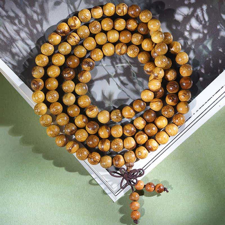 Buddha Stones Natural Marblewood Harmony 108 Bead Mala - 8mm - image 3