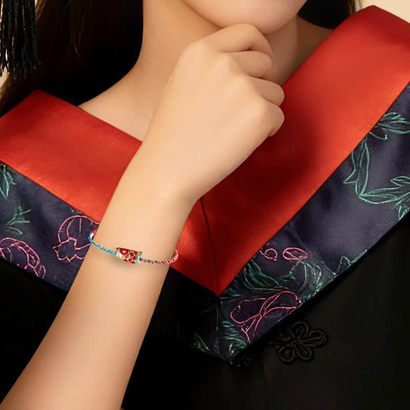 Buddha Stones Hand-Woven Colorful String Koi Fish Luck Braided Bracelet - image 4