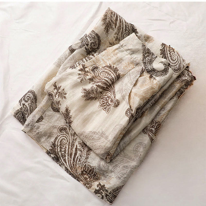 Buddha Stones Summer Boho Casual Paisley Zipper Design Ankle Women's Straight Leg Pants With Pockets - image 5