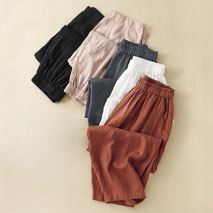 Buddha Stones Spring Summer Casual Minimalist Solid Cropped Women's Harem Pants With Pockets - image 29