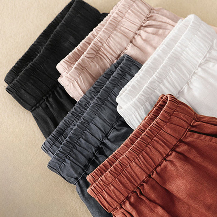 Buddha Stones Spring Summer Casual Minimalist Solid Cropped Women's Harem Pants With Pockets - image 30