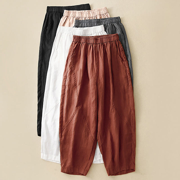 Buddha Stones Spring Summer Casual Minimalist Solid Cropped Women's Harem Pants With Pockets - image 28