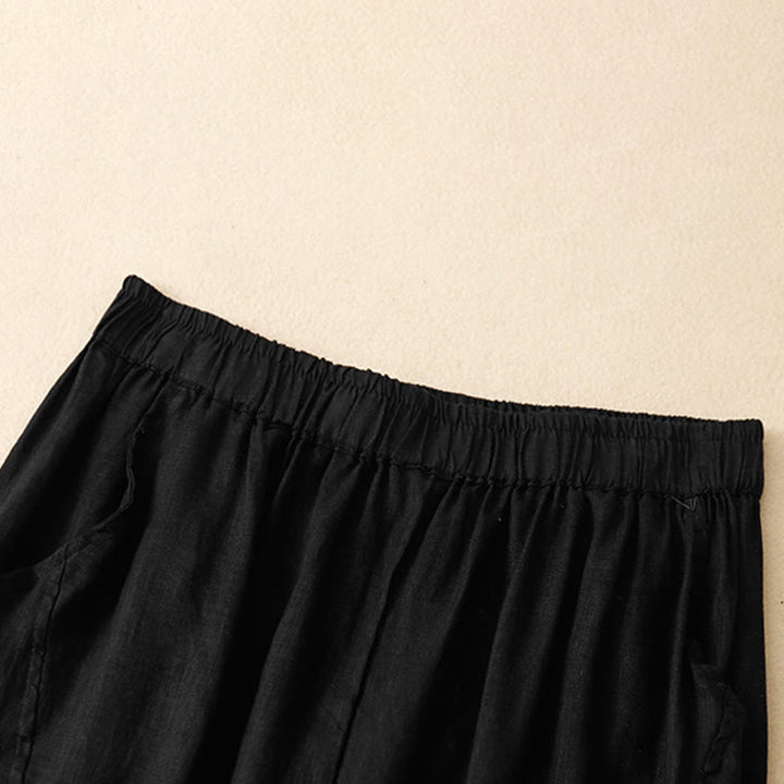 Buddha Stones Spring Summer Casual Minimalist Solid Cropped Women's Harem Pants With Pockets - image 6