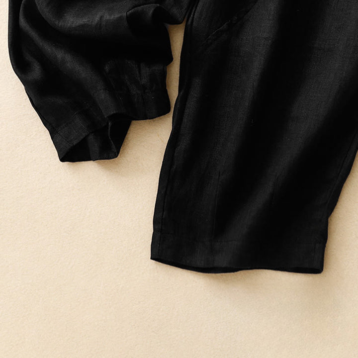 Buddha Stones Spring Summer Casual Minimalist Solid Cropped Women's Harem Pants With Pockets - image 9