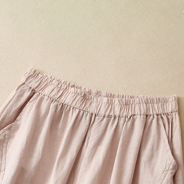Buddha Stones Spring Summer Casual Minimalist Solid Cropped Women's Harem Pants With Pockets - image 11