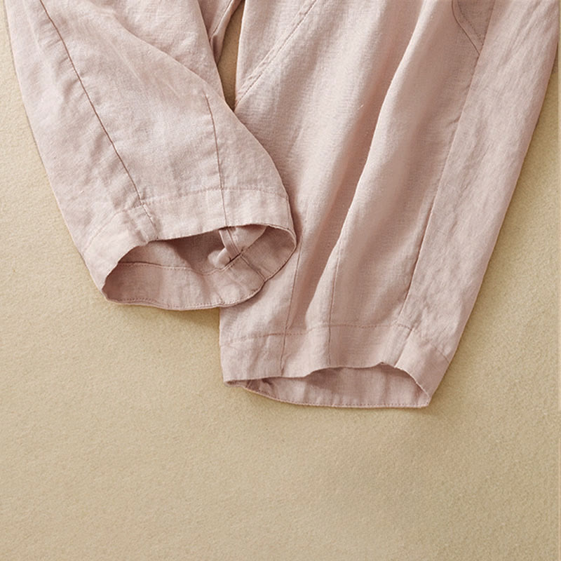 Buddha Stones Spring Summer Casual Minimalist Solid Cropped Women's Harem Pants With Pockets - image 16