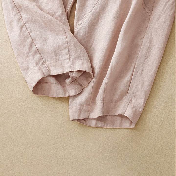 Buddha Stones Spring Summer Casual Minimalist Solid Cropped Women's Harem Pants With Pockets - image 16