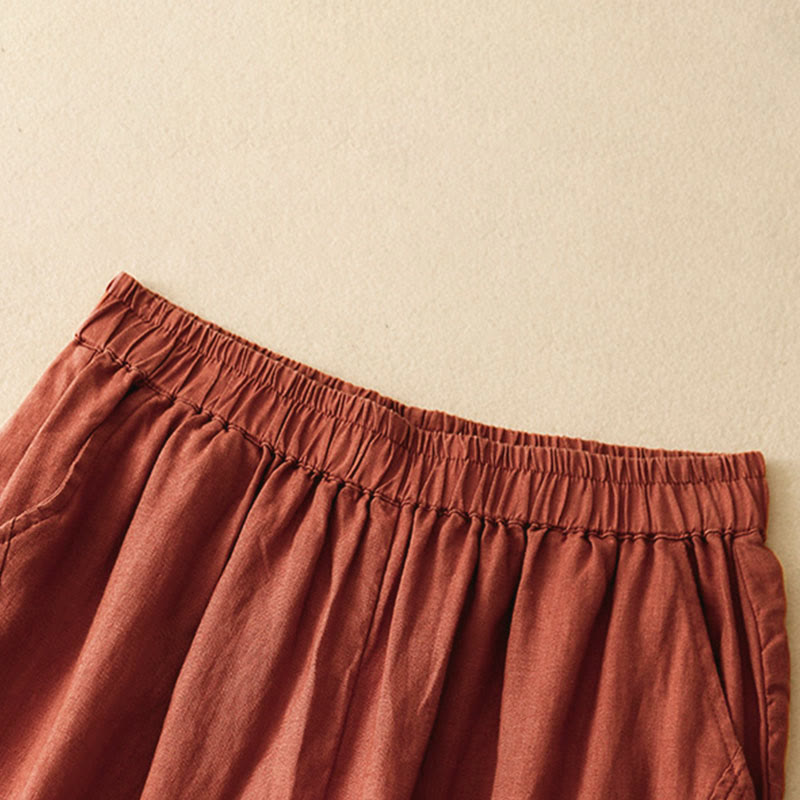 Buddha Stones Spring Summer Casual Minimalist Solid Cropped Women's Harem Pants With Pockets - image 1