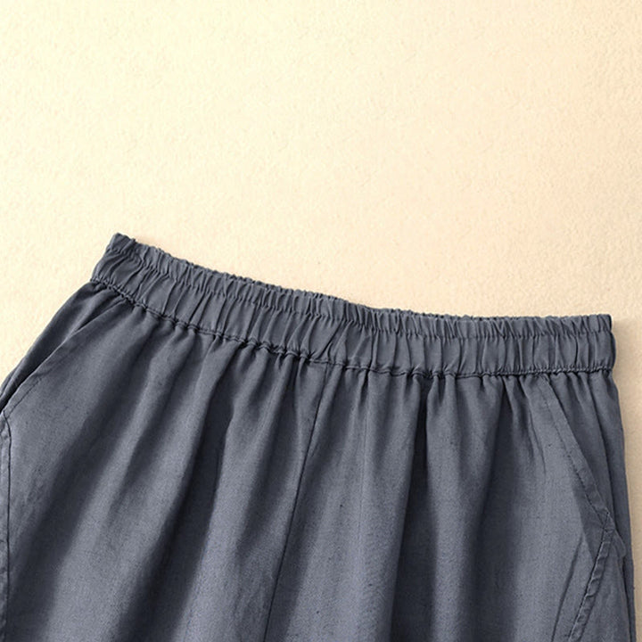 Buddha Stones Spring Summer Casual Minimalist Solid Cropped Women's Harem Pants With Pockets - image 19