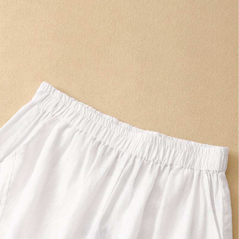 Buddha Stones Spring Summer Casual Minimalist Solid Cropped Women's Harem Pants With Pockets - image 24