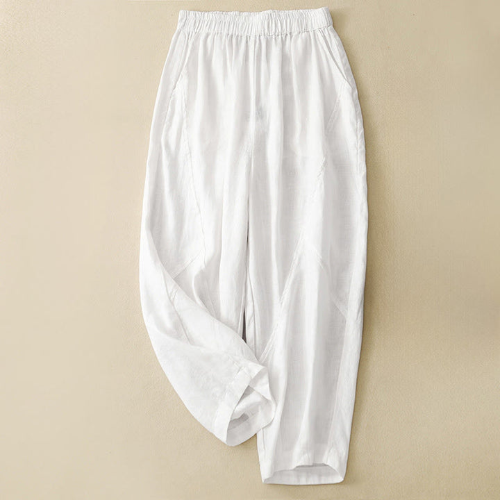 Buddha Stones Spring Summer Casual Minimalist Solid Cropped Women's Harem Pants With Pockets - White - US8-10, UK/AU12-14, EU40-42 (2XL) - image 23