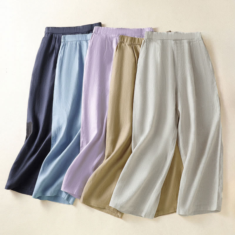 Buddha Stones Spring Summer Casual Minimalist Solid Capri Pants Women's Straight Leg Pants With Pockets - image 37
