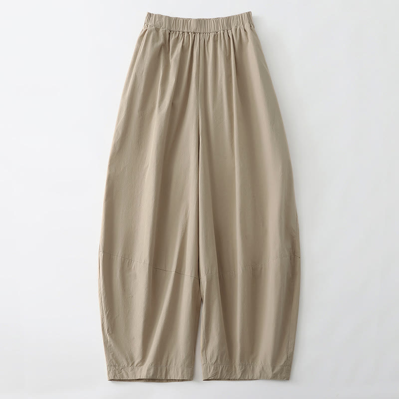 Buddha Stones Summer Casual Minimalist Solid Cropped Pants Women's Harem Pants With Pockets - BurlyWood - US12, UK/AU16, EU44 (2XL) - image 0